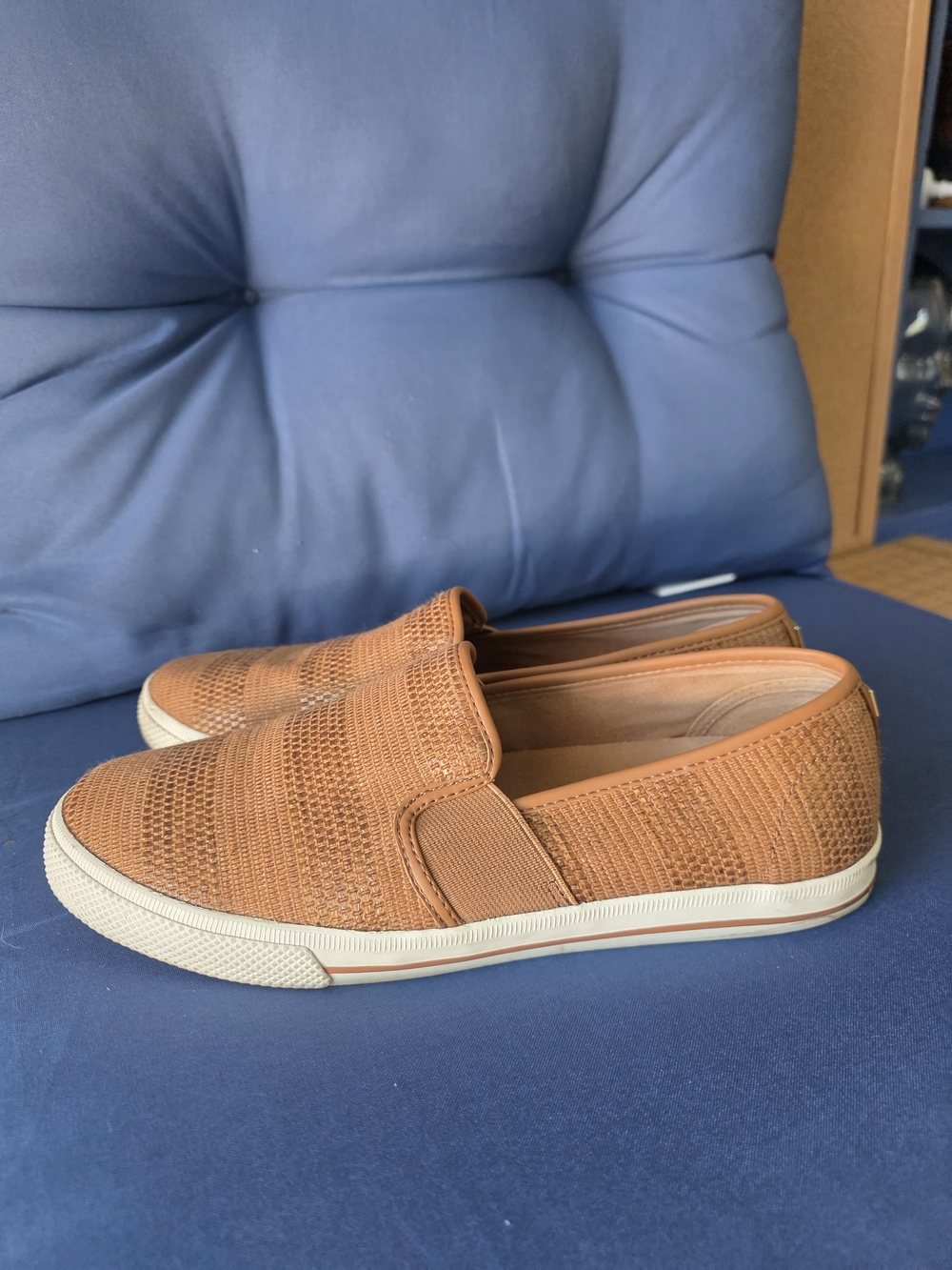 Ralph Lauren Jinny Woven Slip-On Sneakers Brown Tan Size 10
